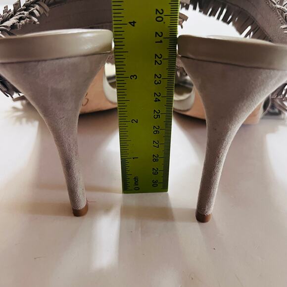 Joie Poppi Suede Leather Fringe Stilleto Slip On Heels Size 39.5 - Picture 3 of 9